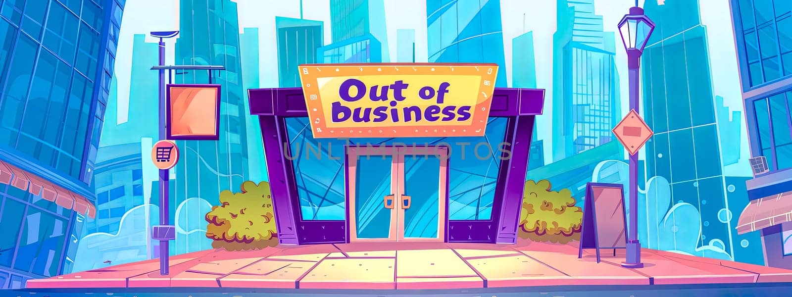 Cartoon storefront closed - out of business concept by Edophoto
