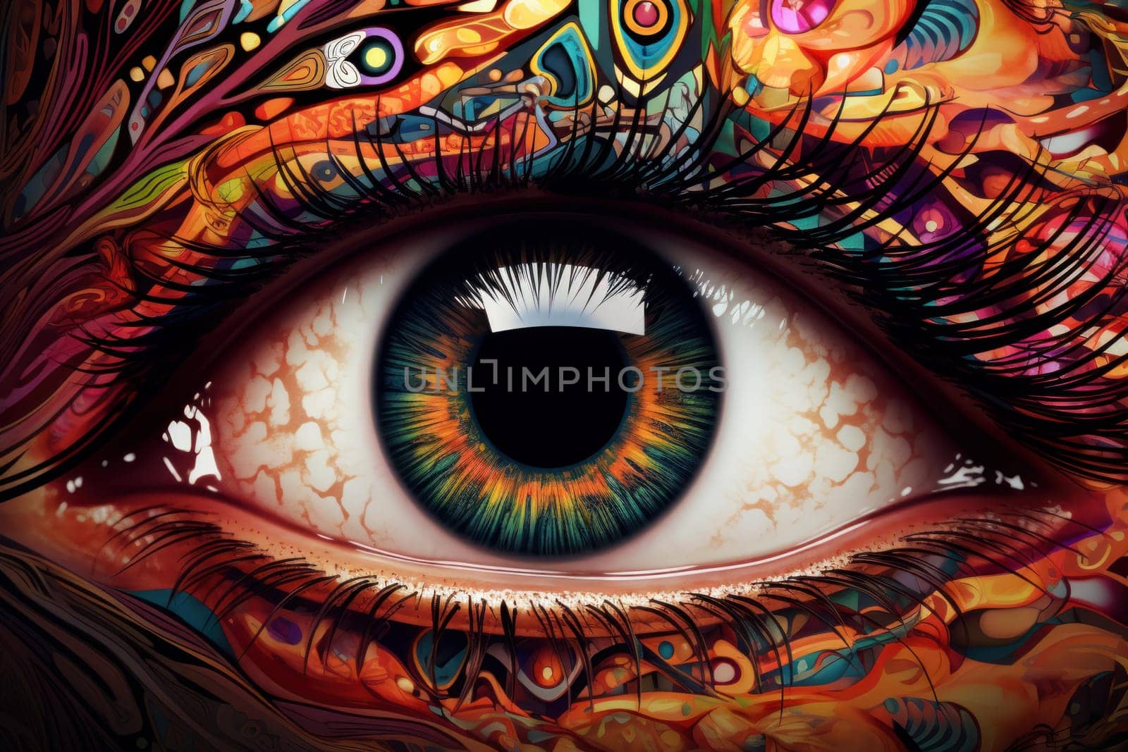 Intricate Colorful eye art. Generate Ai by ylivdesign