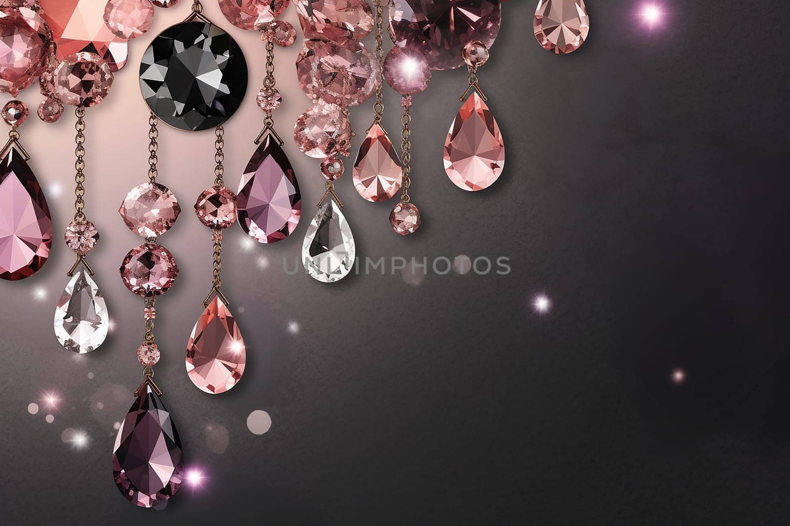 Elegant gemstones in various cuts glimmering against a dark background