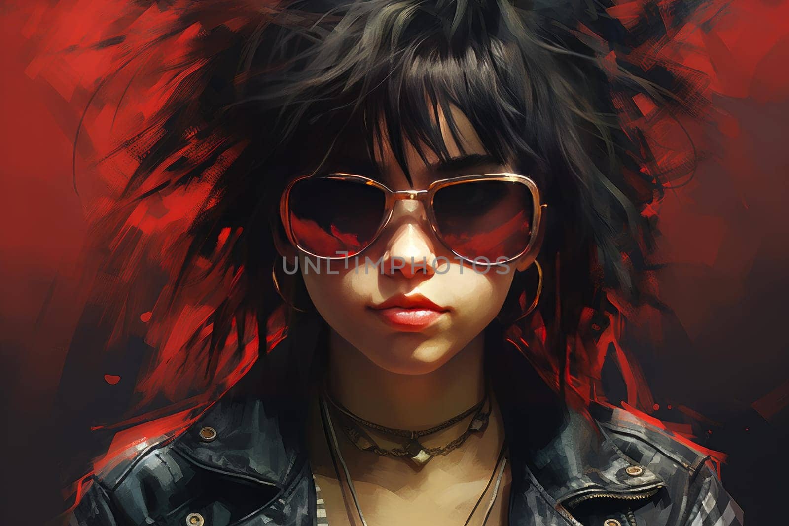 Edgy Punk rock girl. Generate AI by ylivdesign