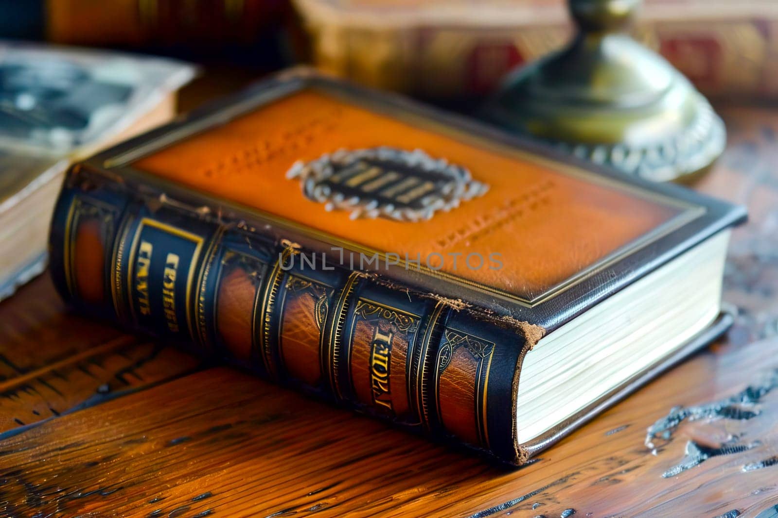A Shining Holy Bible placed on top of a wooden table.