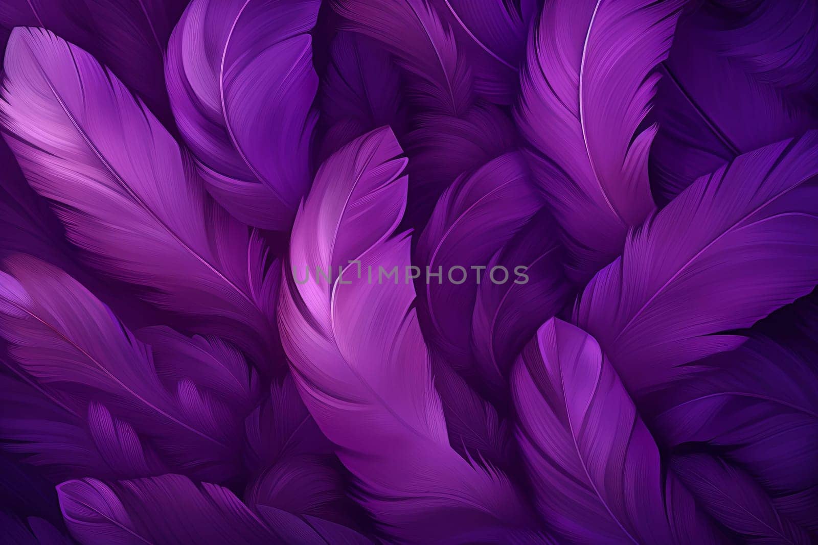 Luxurious Purple feathers. Pattern bird color. Generate Ai