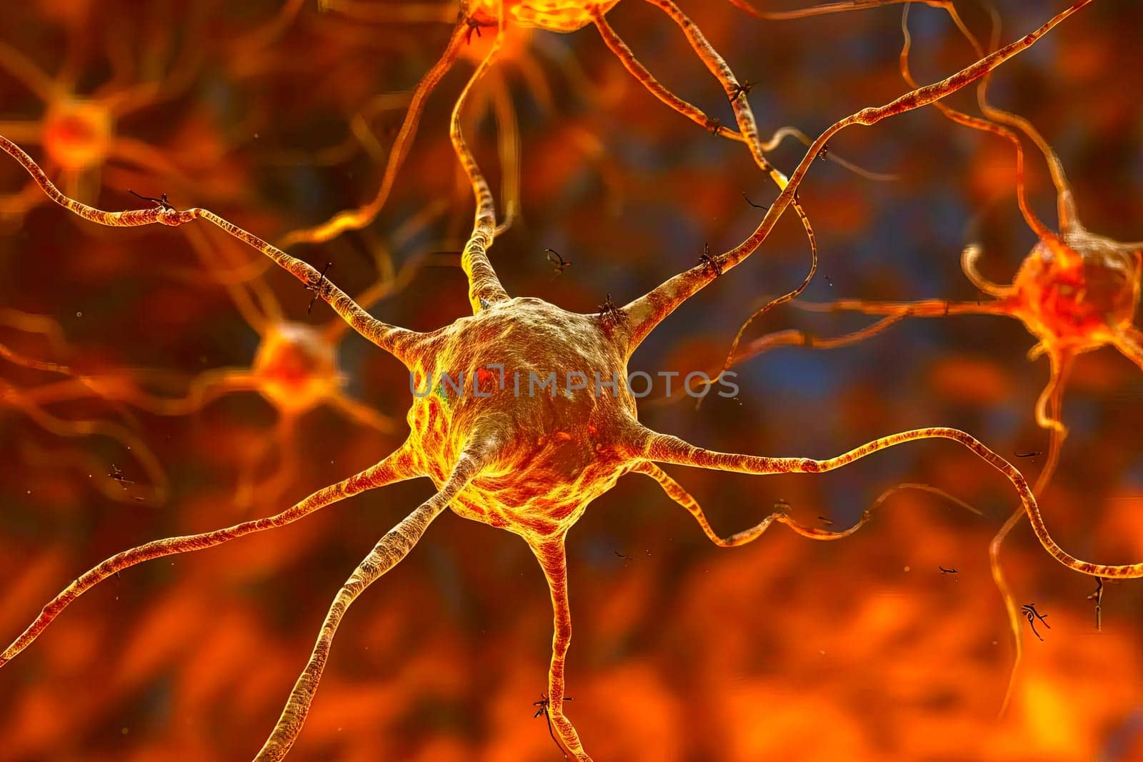 Detailed visualization of neurons firing in the human brain.