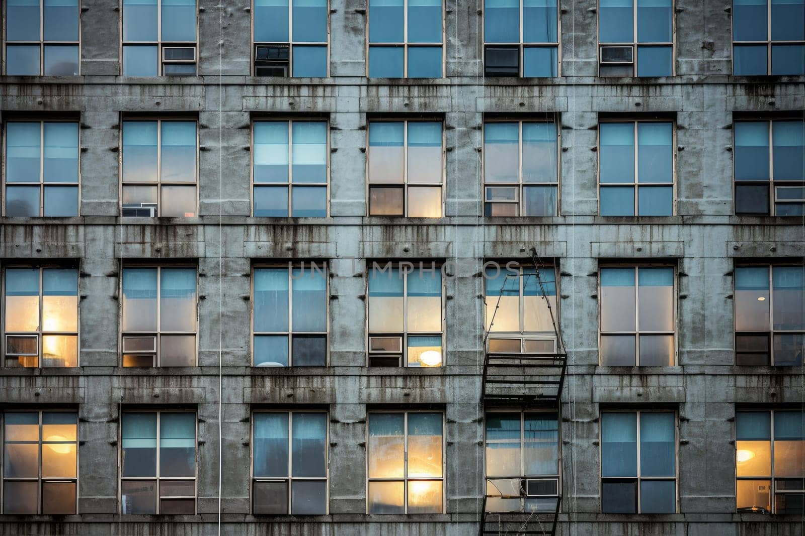 Tranquil Rainy window autumn building. Season nature leaf wet weather. Generate Ai