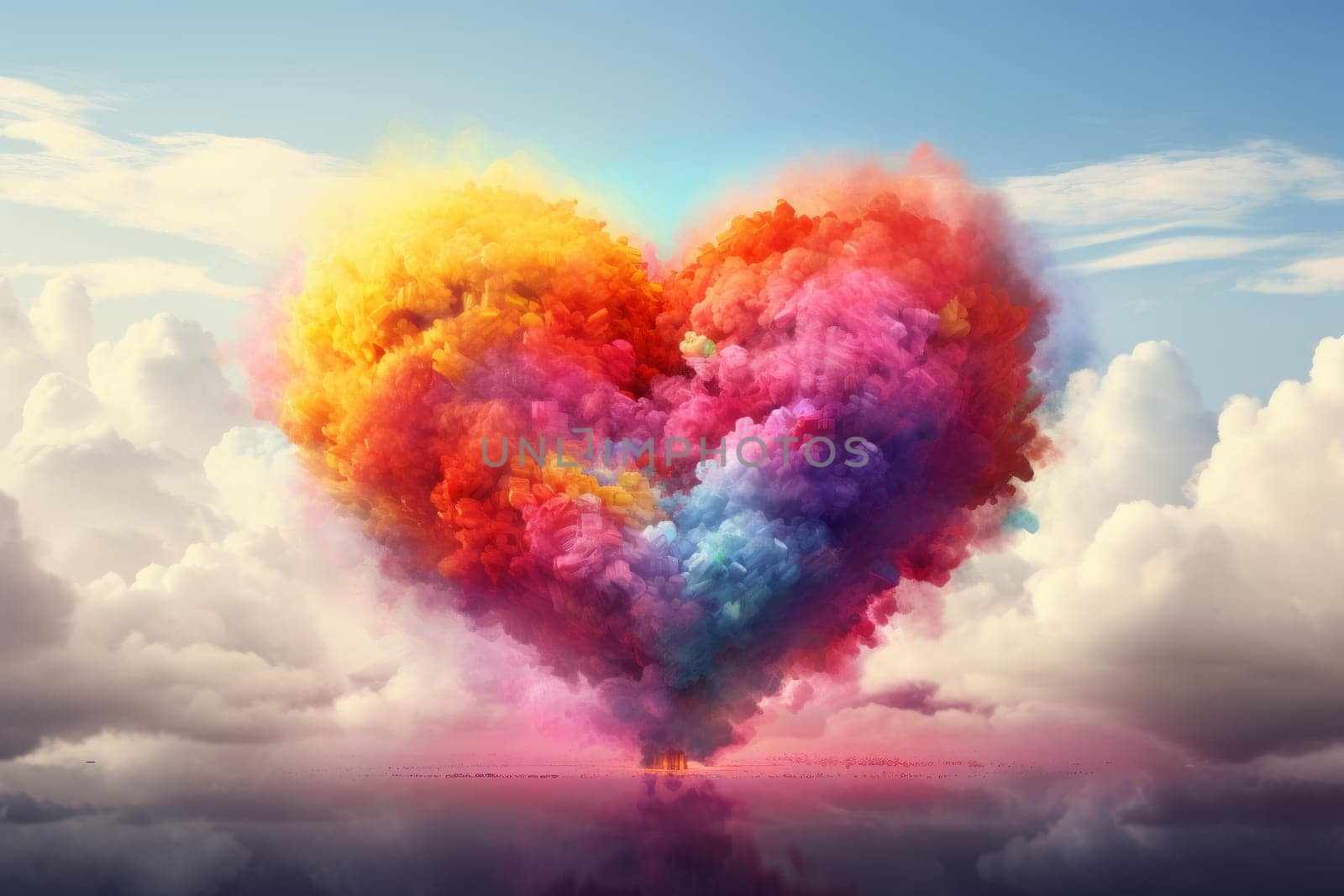 Ethereal Rainbow cloud love. Love nature light. Generate Ai