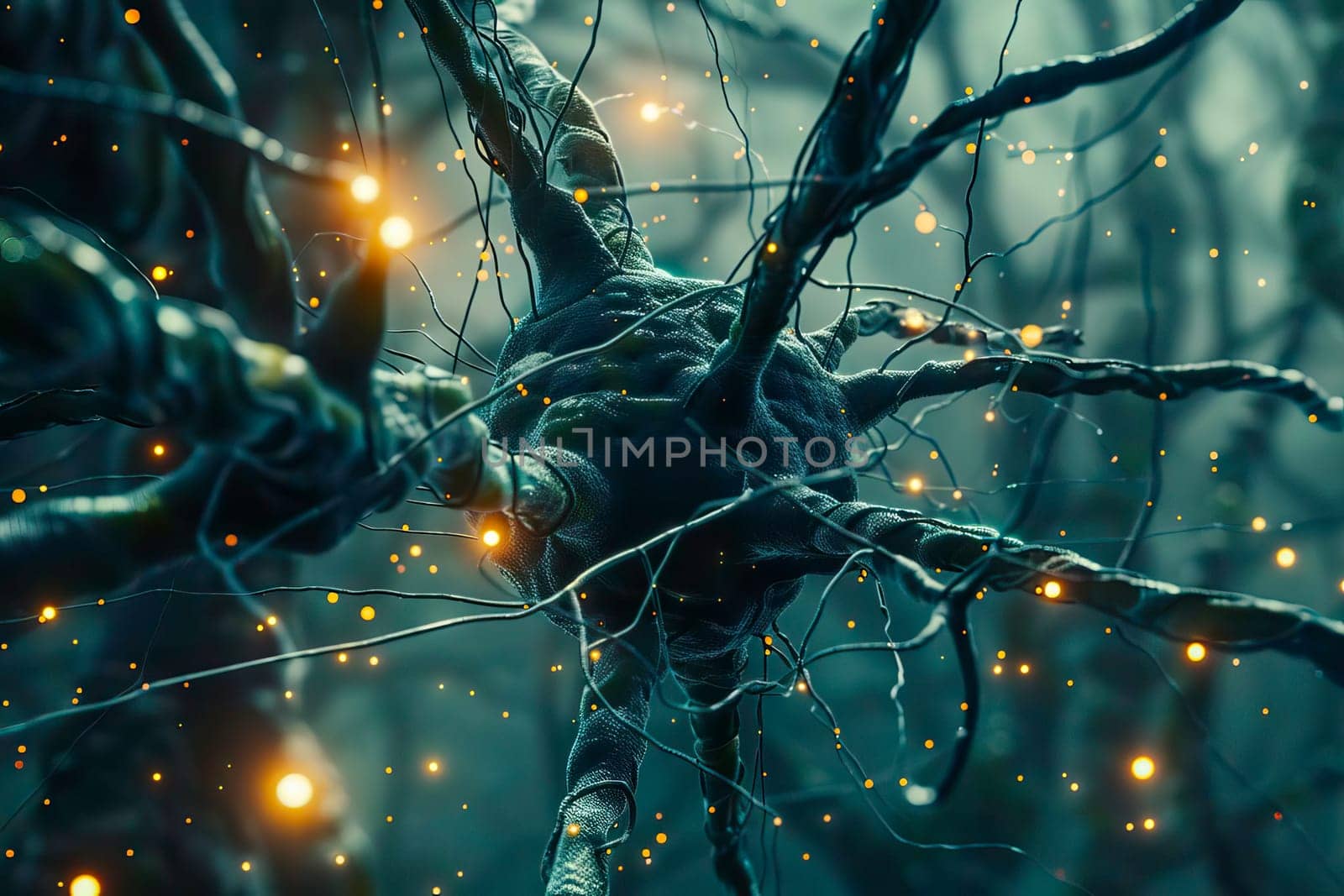 Neurons transmitting signals with visible synaptic sparks by vladimka