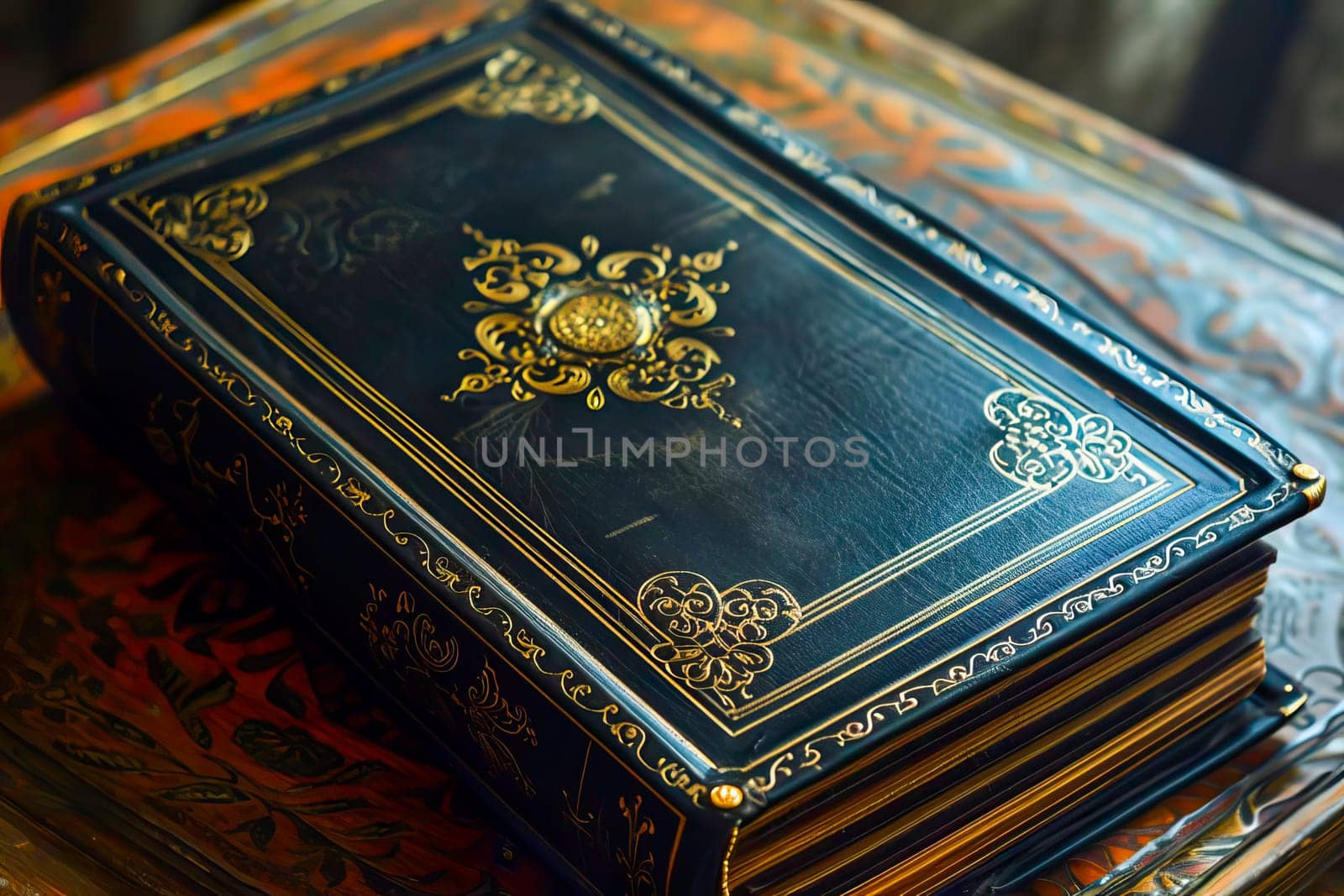 A stack of books neatly arranged on top of a wooden table. by vladimka