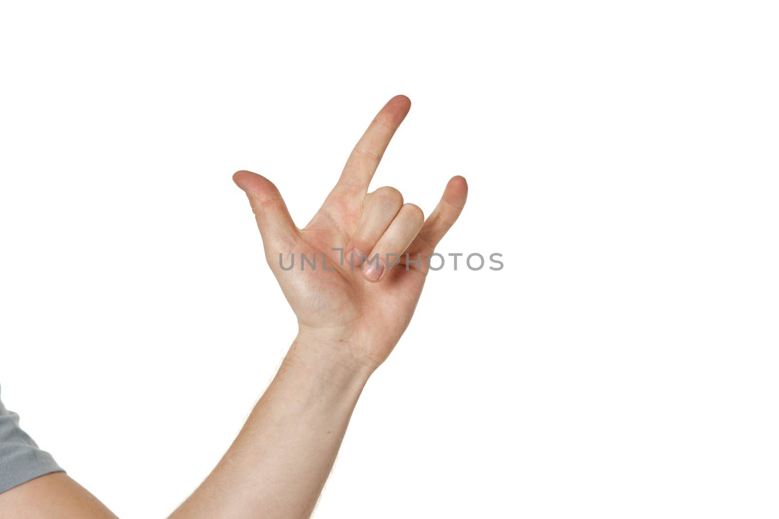 hand showing rock gesture isolated on white background by erstudio
