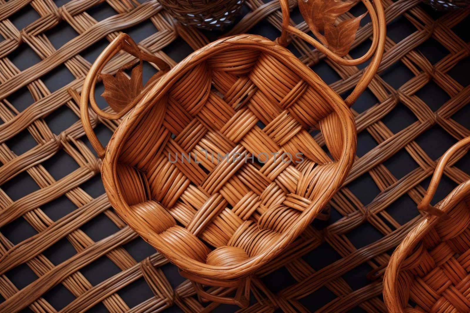 Intricate Rattan seamless texture banner. Wallpaper weave square art decoration. Generate Ai