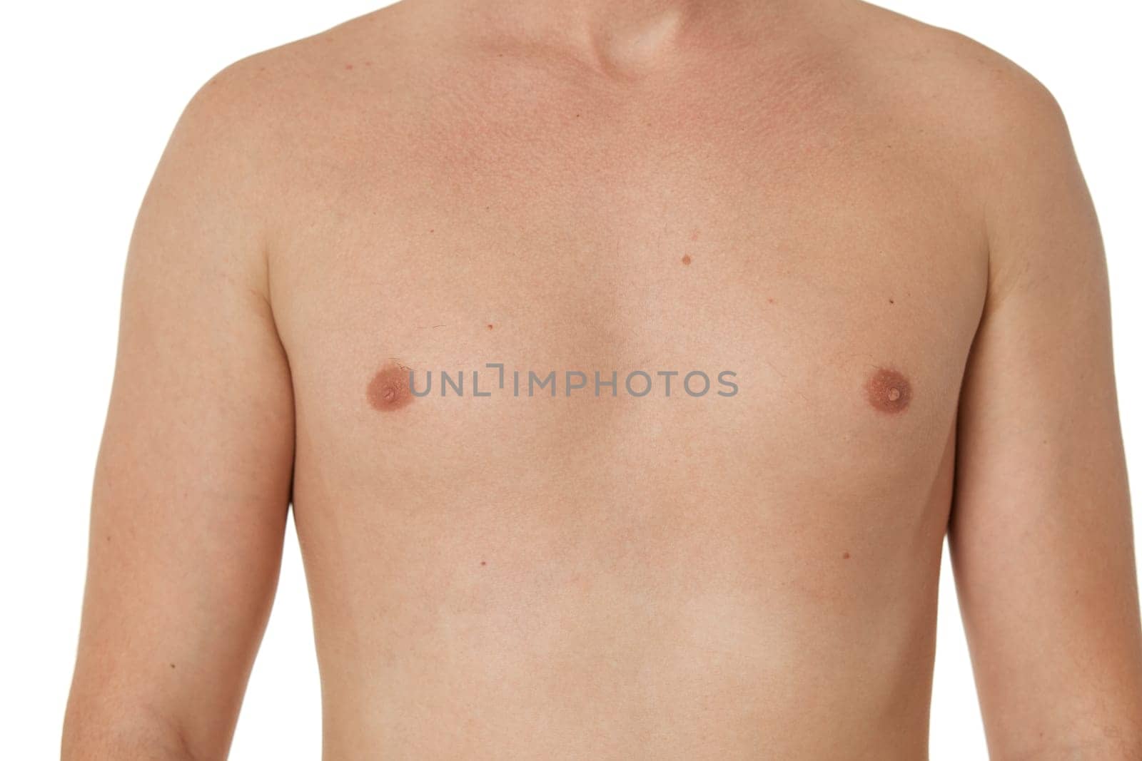 Muscular male torso and chest on white background by erstudio
