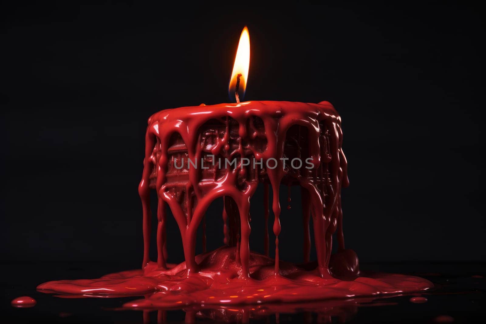 Waxy Red candle burn melting. Generate Ai by ylivdesign