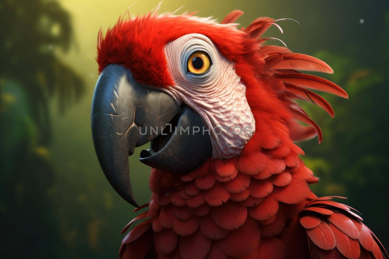 Exotic Red parrot head. Generate Ai by ylivdesign