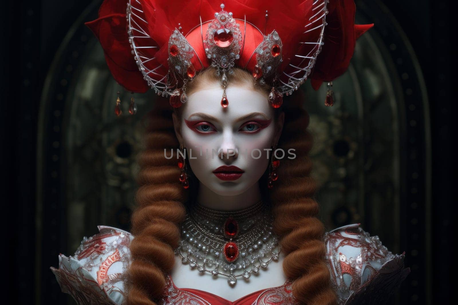 Grandiose Red queen portrait. Generate ai by ylivdesign