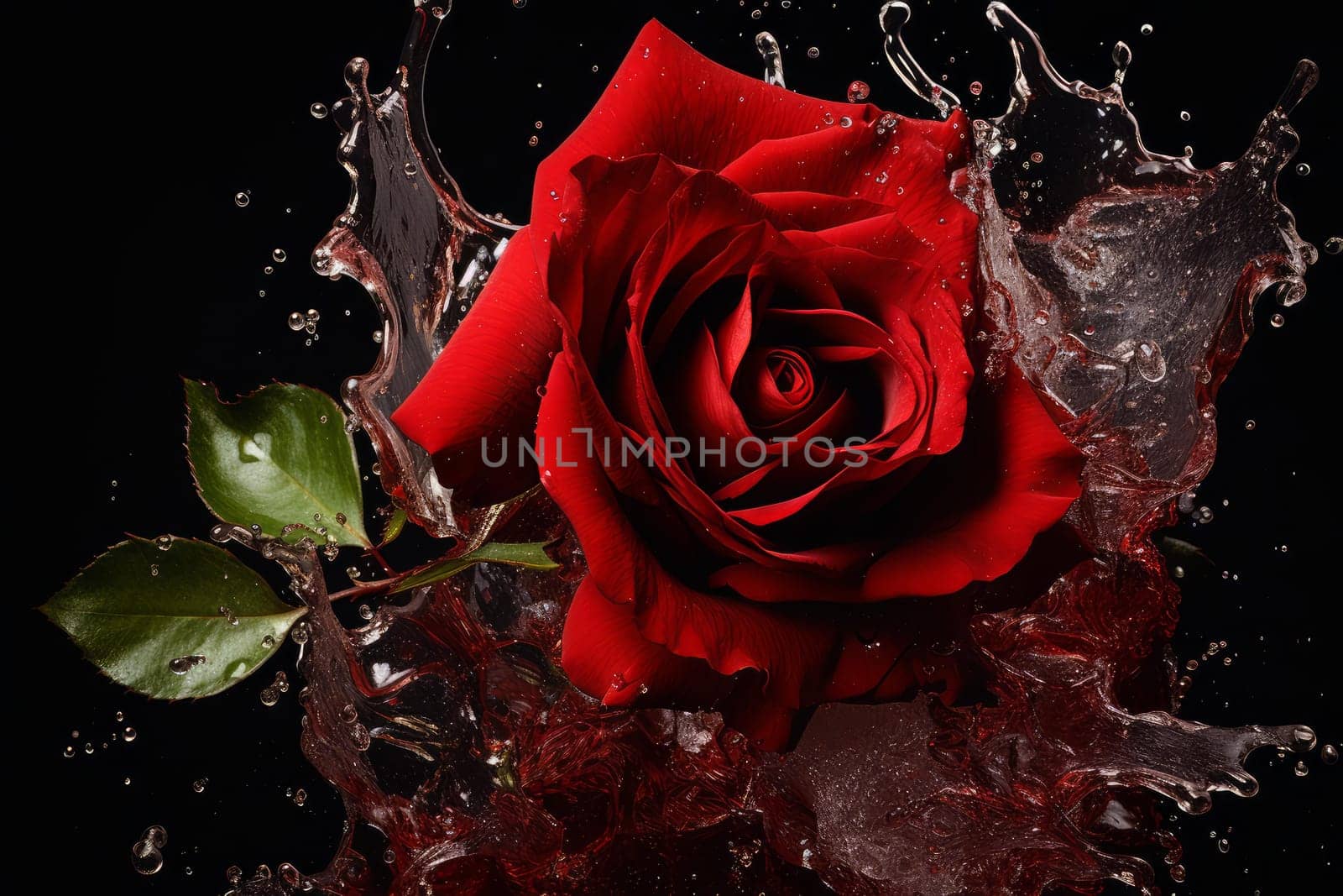 Lush Red rose flower plant summer. Generate Ai by ylivdesign
