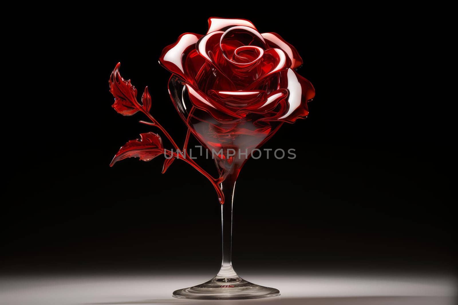 Reflective Red rose glass. Generate Ai by ylivdesign