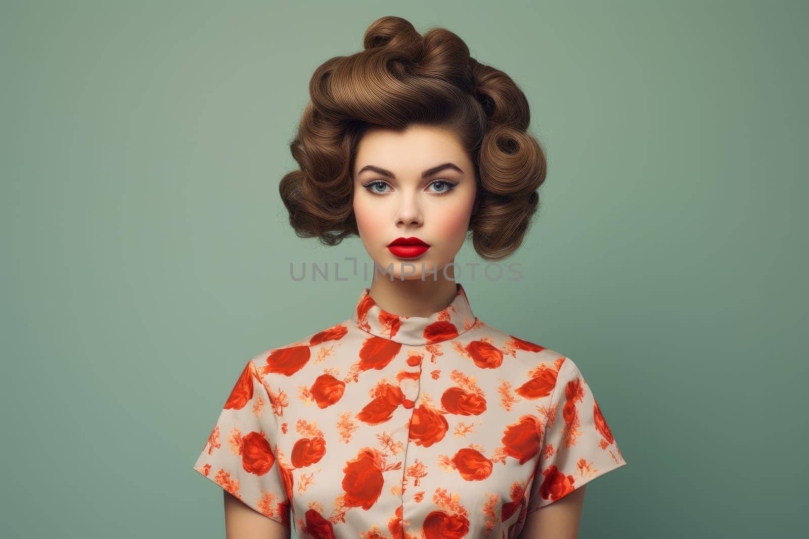 Stylish Retro hairstyle woman banner. Generate Ai by ylivdesign