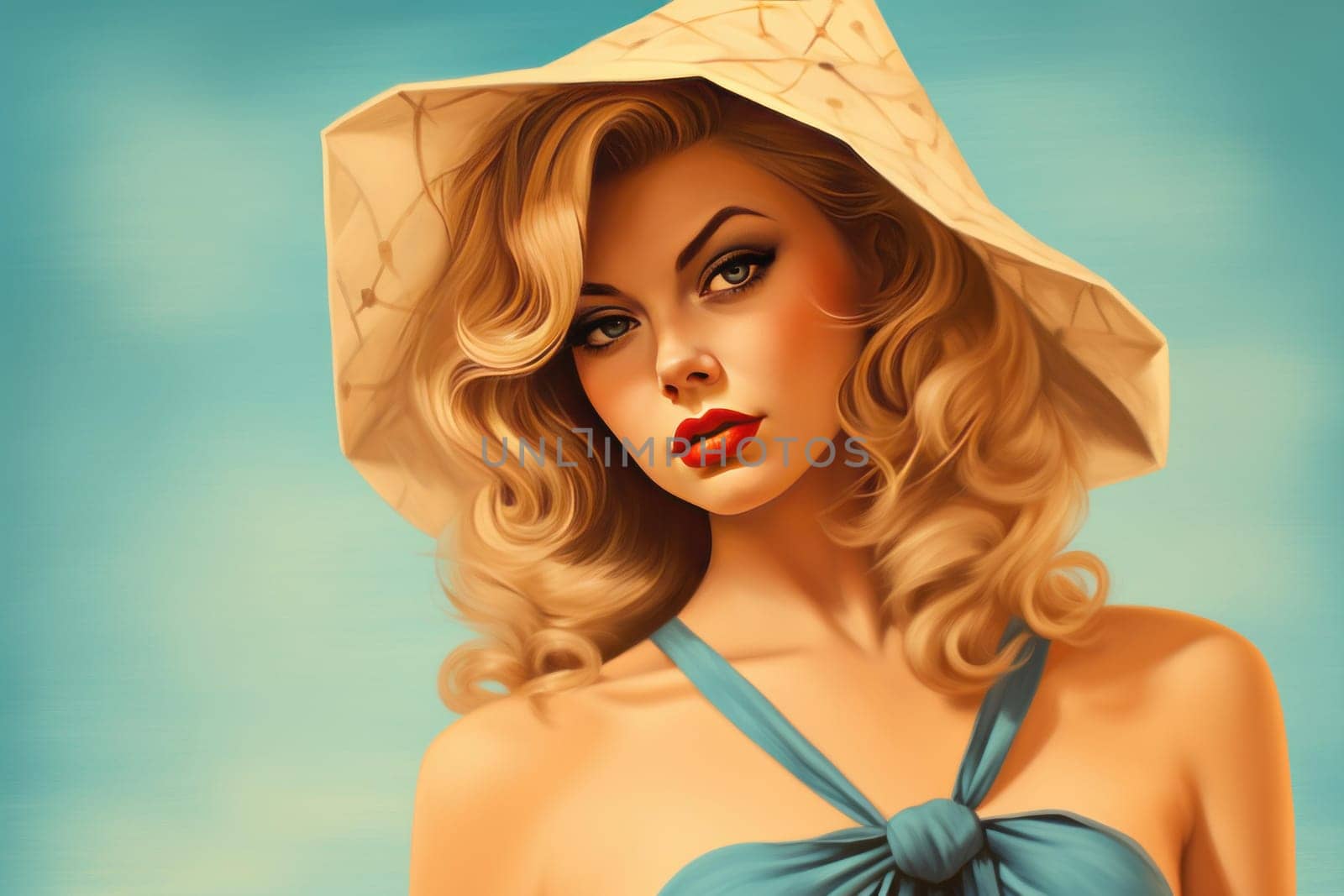 Cheerful Retro woman portrait smile. Generate Ai by ylivdesign