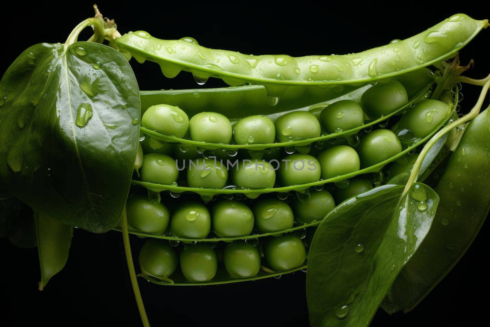 Luscious Ripe green peas. Organic food. Generate Ai