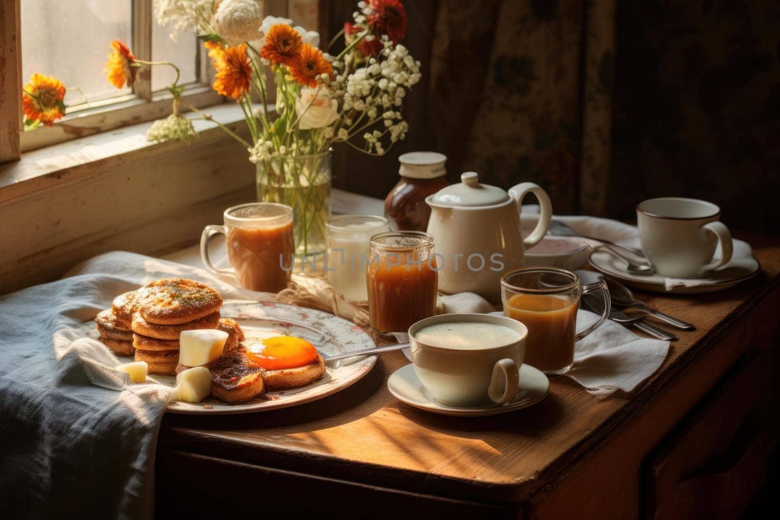Delectable Romantic breakfast. Generate Ai by ylivdesign