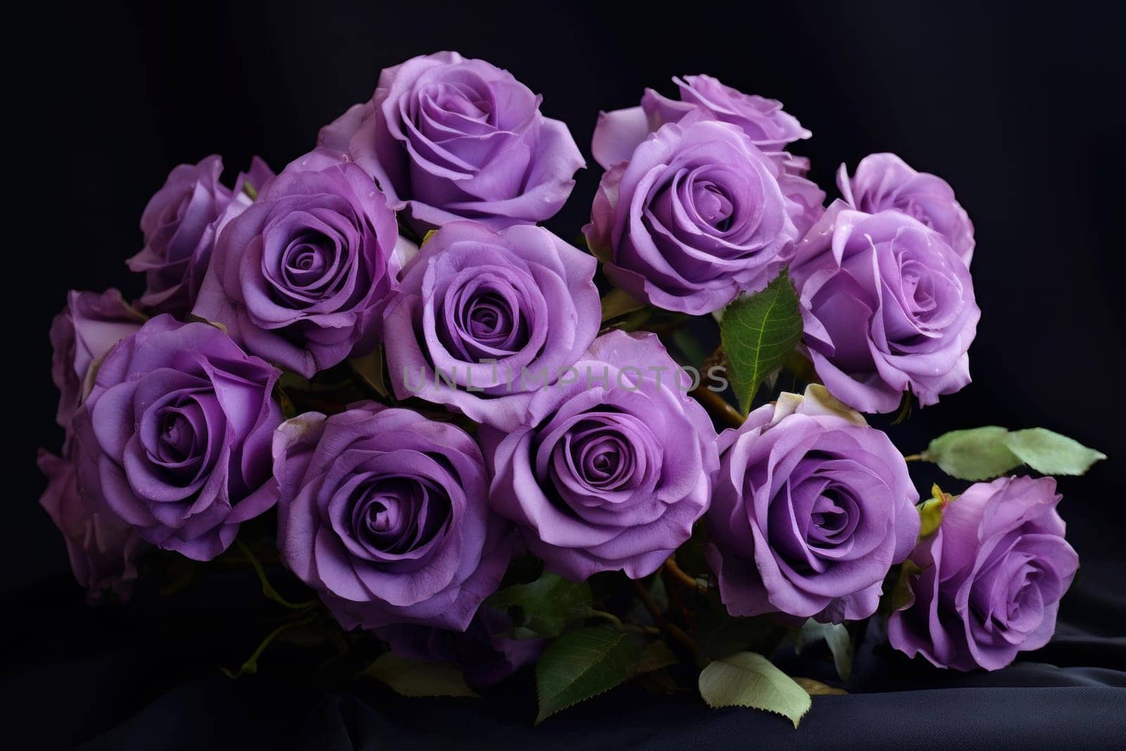 Vibrant Violet roses bunch. Generate Ai by ylivdesign