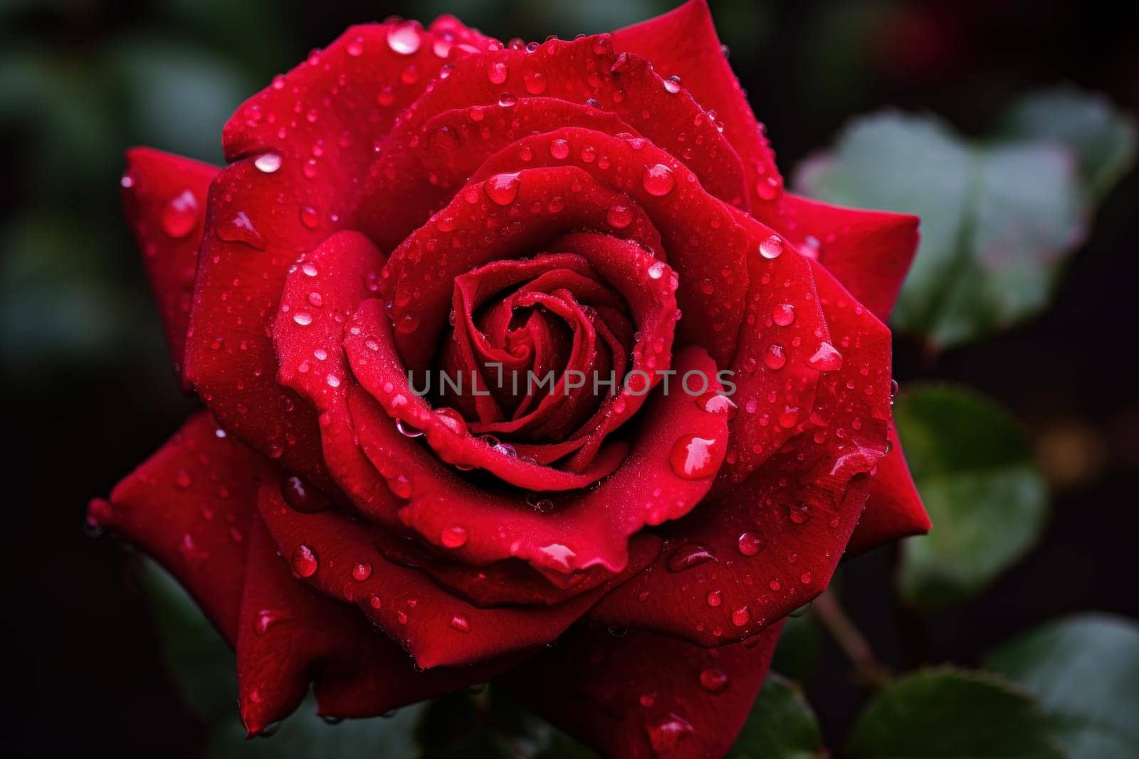 Aromatic Ruby red rose. Generate Ai by ylivdesign