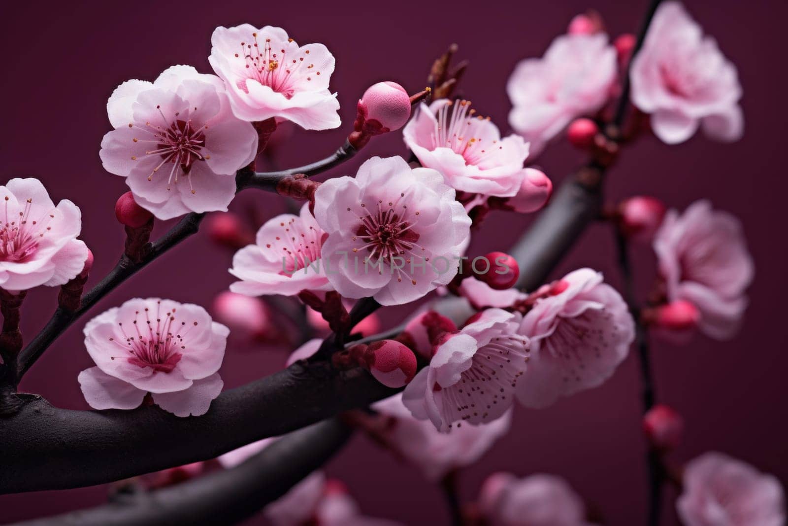 Vibrant Sakura flowers. Japan pink flora. Generate AI