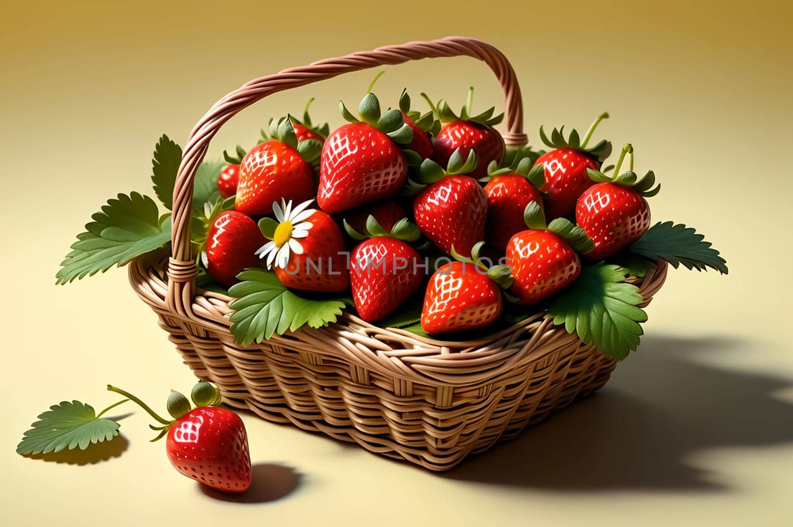 Basket with fresh strawberries. by Rawlik
