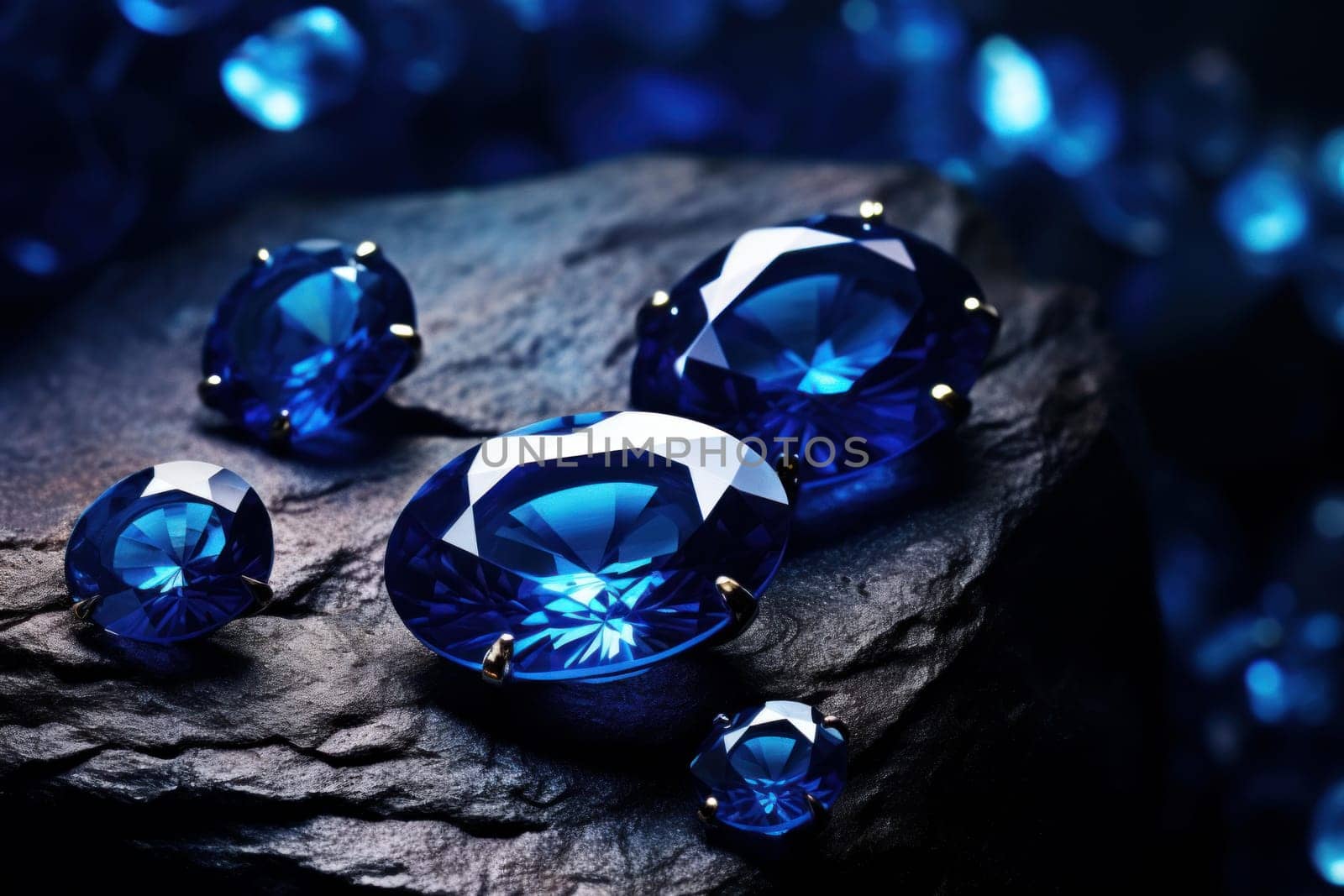 Deep Sapphire blue stone. Luxury color. Generate Ai