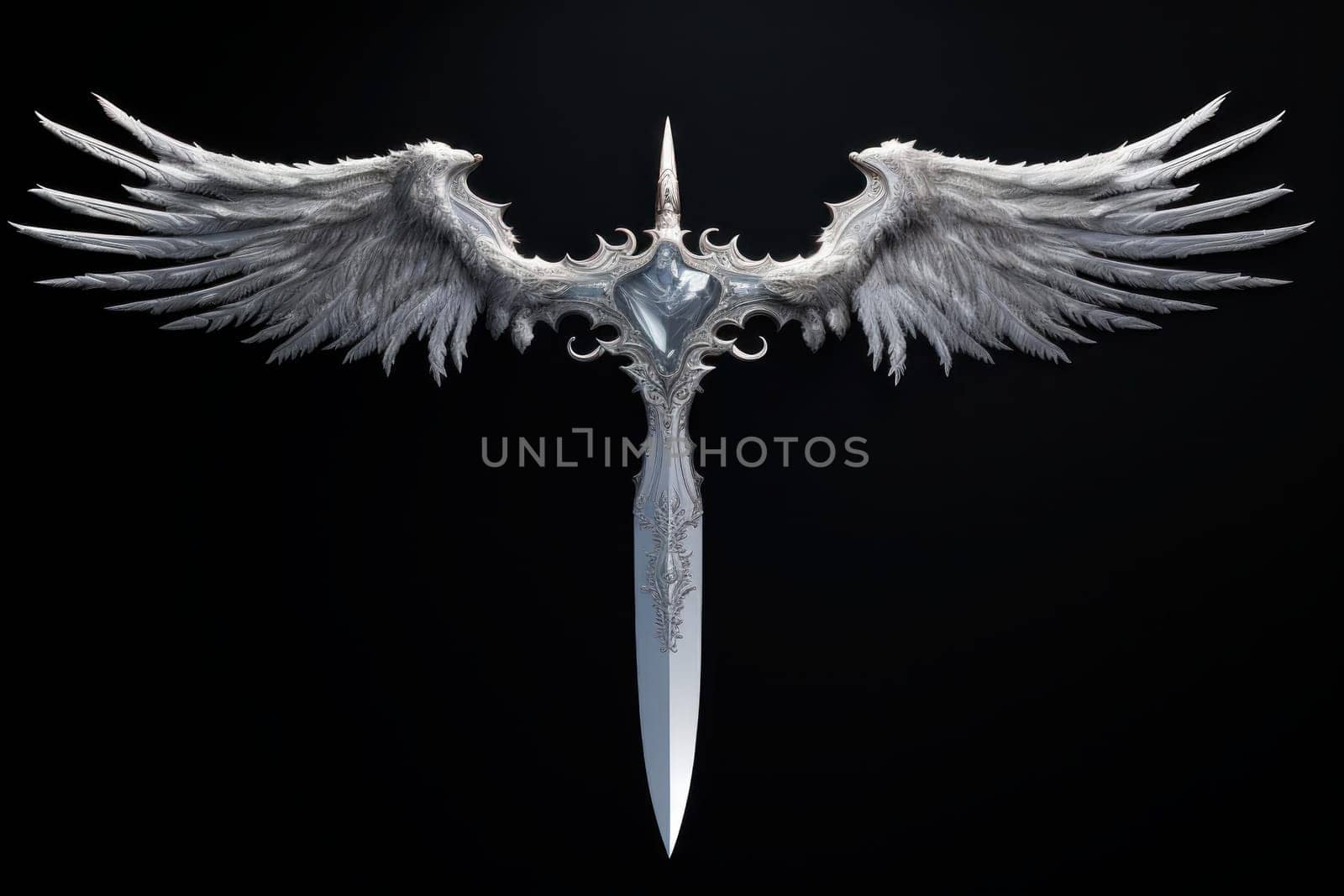 Mystical Death angel sword. Dark person battle. Generate Ai