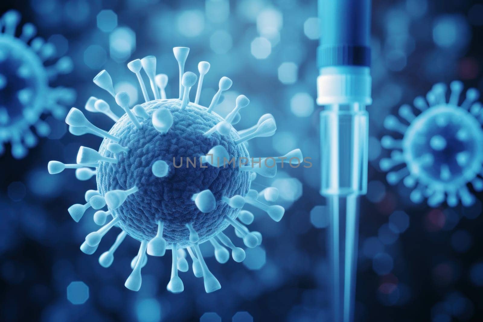 Innovative Scientists research microscope vaccine. Generate Ai by ylivdesign
