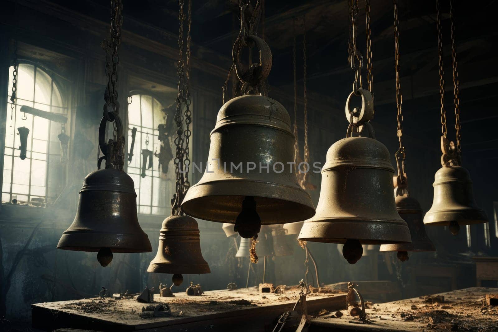 Resonant Set school bells. Generate Ai by ylivdesign