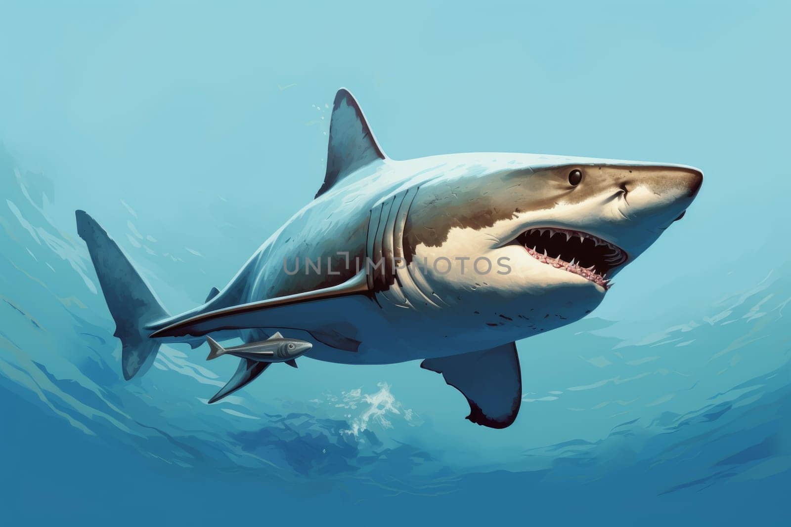 Artistic Shark book draw document. Cute graphic. Generate Ai