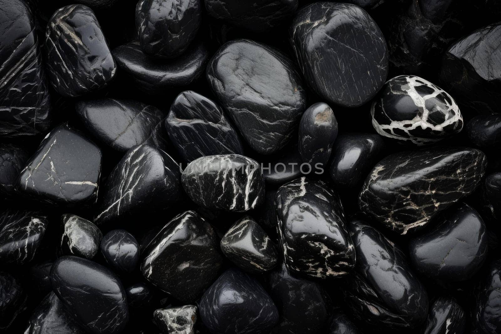 Unpolished Silver black rocks. Metallic gray. Generate Ai