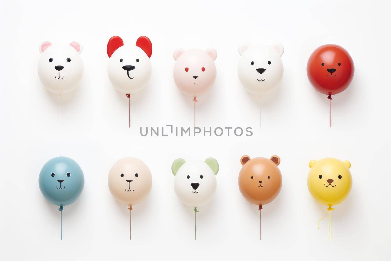 Colorful Simple balloon animals isolated on white. Generate Ai by ylivdesign