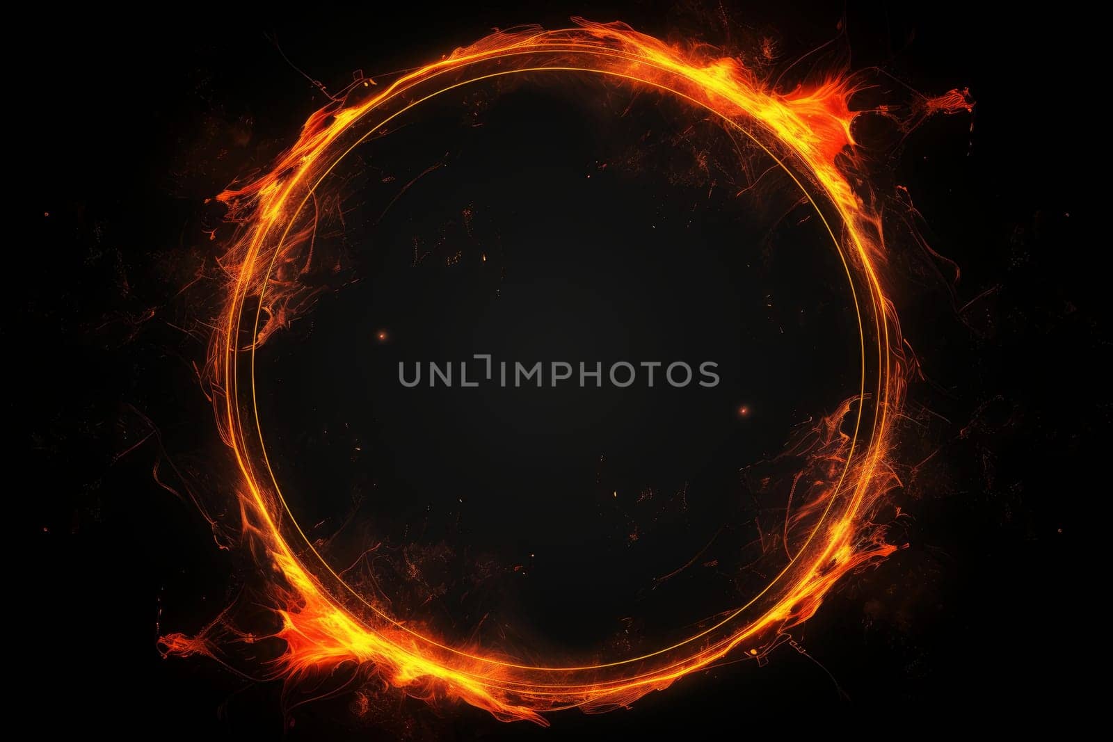 Illuminated Fire circle frame ring. Generate Ai by ylivdesign