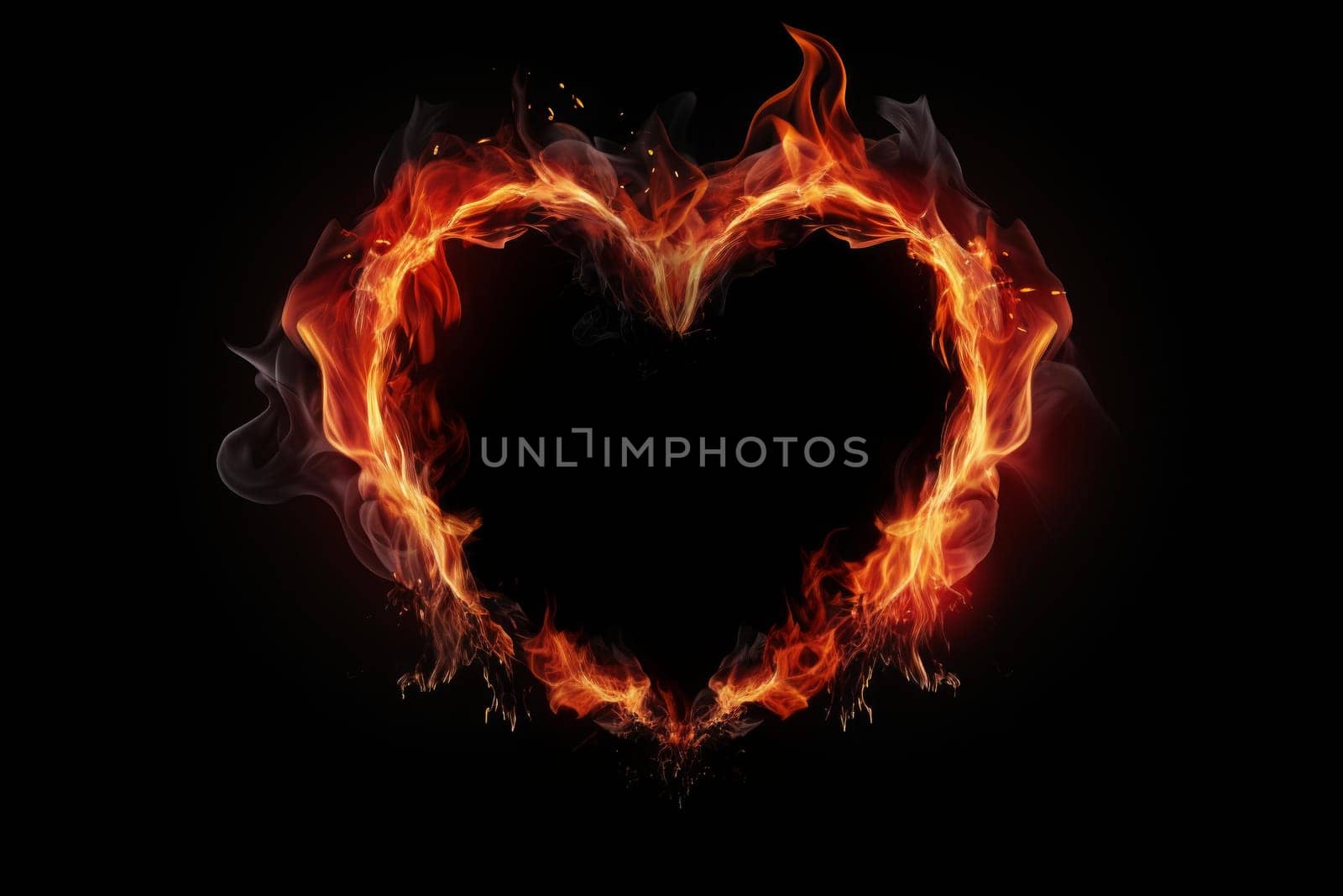 Romantic Heart flame frame simple. Beauty color. Generate Ai