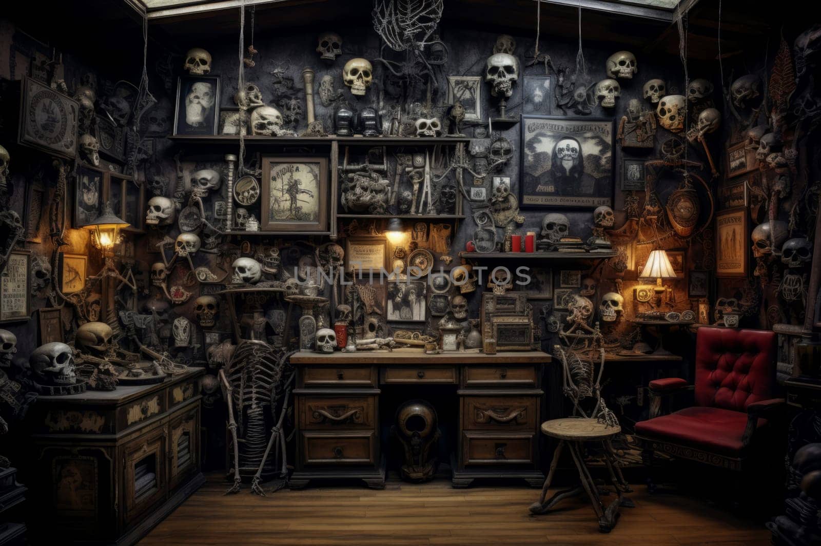 Masculine Skull man cave. Generate Ai by ylivdesign