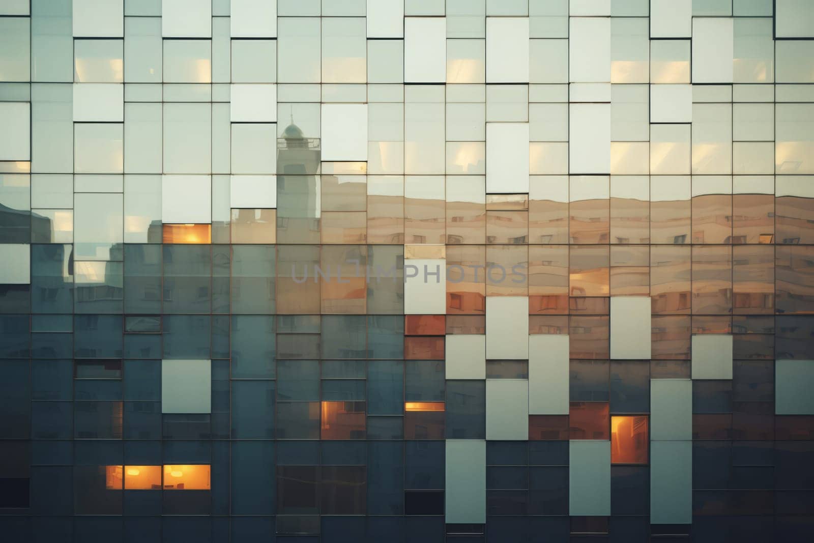 Imposing Skyscraper wall from outside window. Downtown building architecture exterior in nighttime. Generate ai
