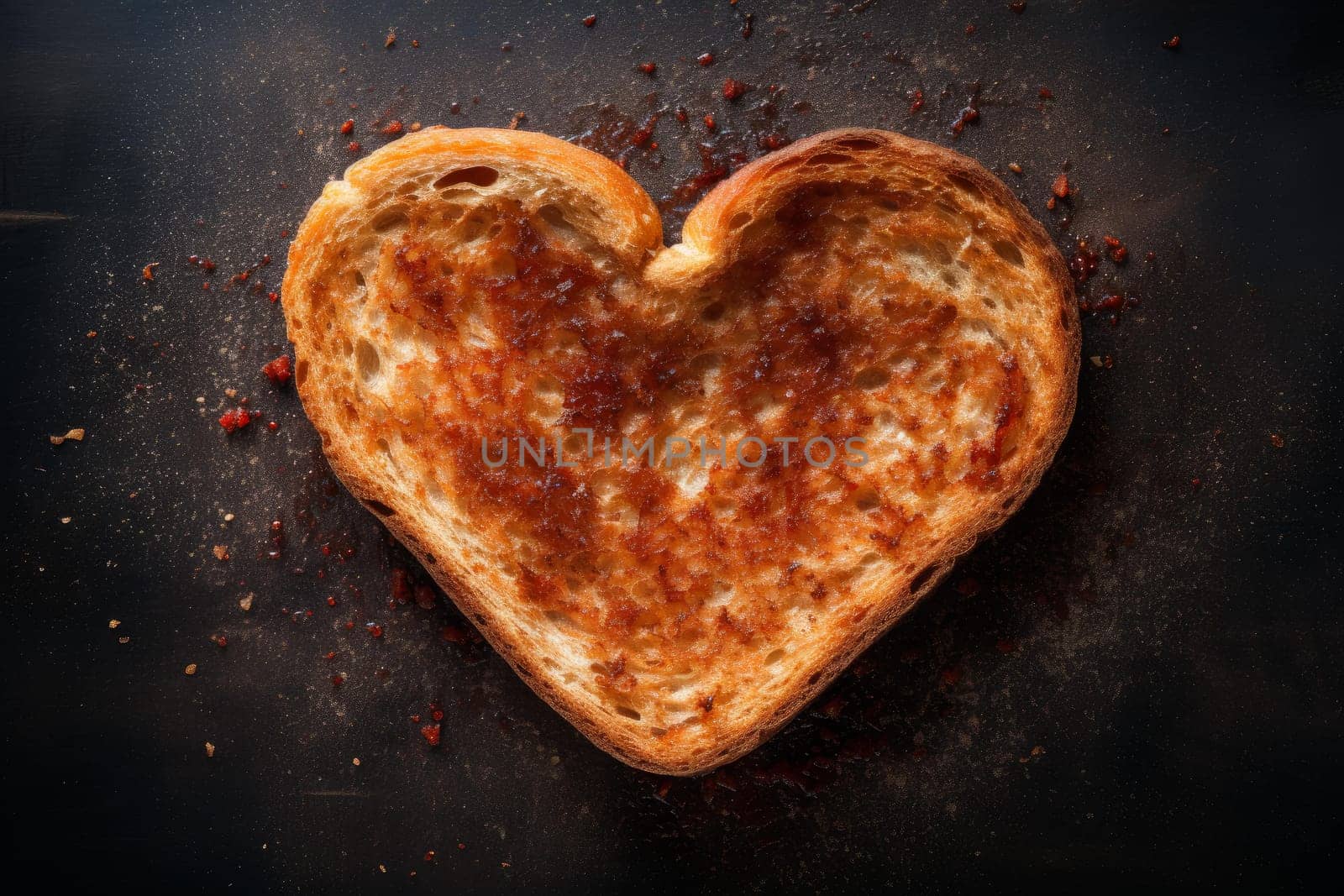 Buttery Slice toasted heart bread. Generate Ai by ylivdesign