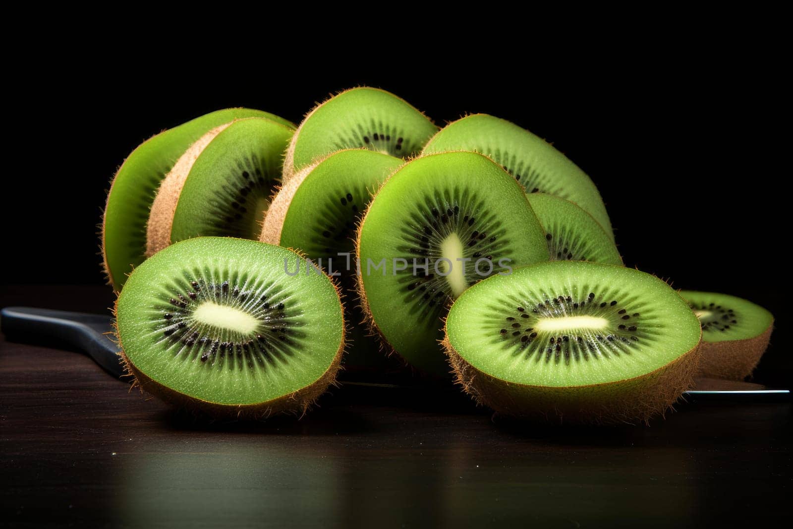 Tangy Sliced kiwi. Food green slice. Generate Ai