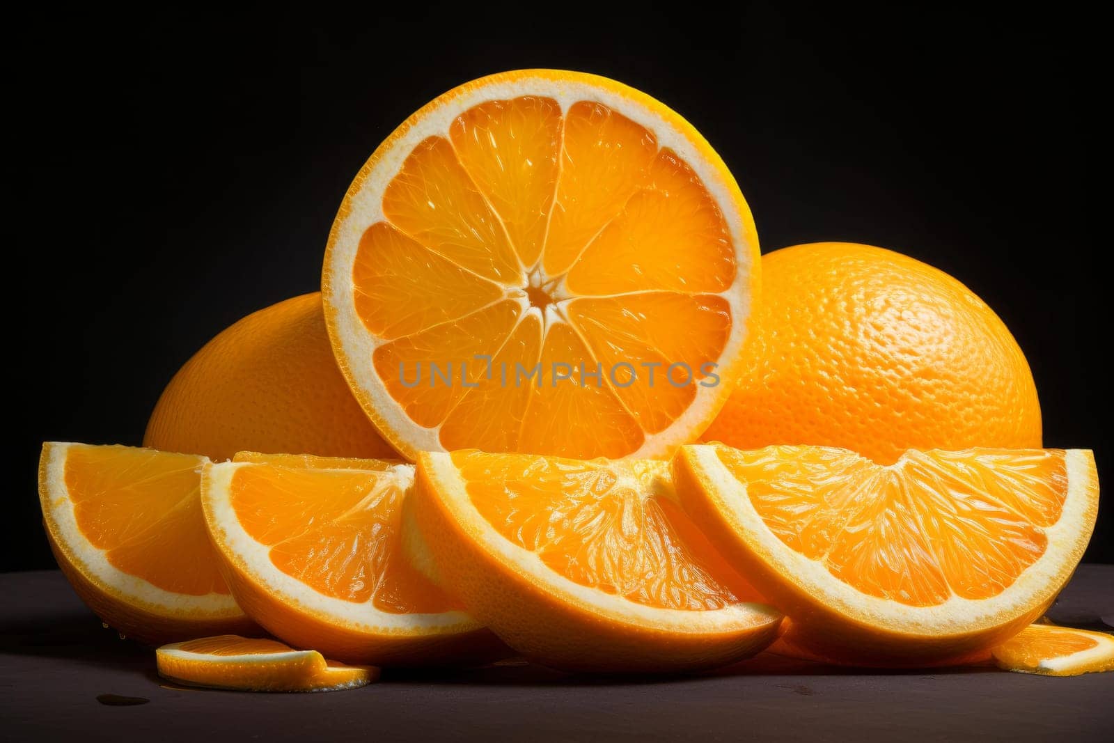 Juicy Sliced orange citrus. Generate Ai by ylivdesign