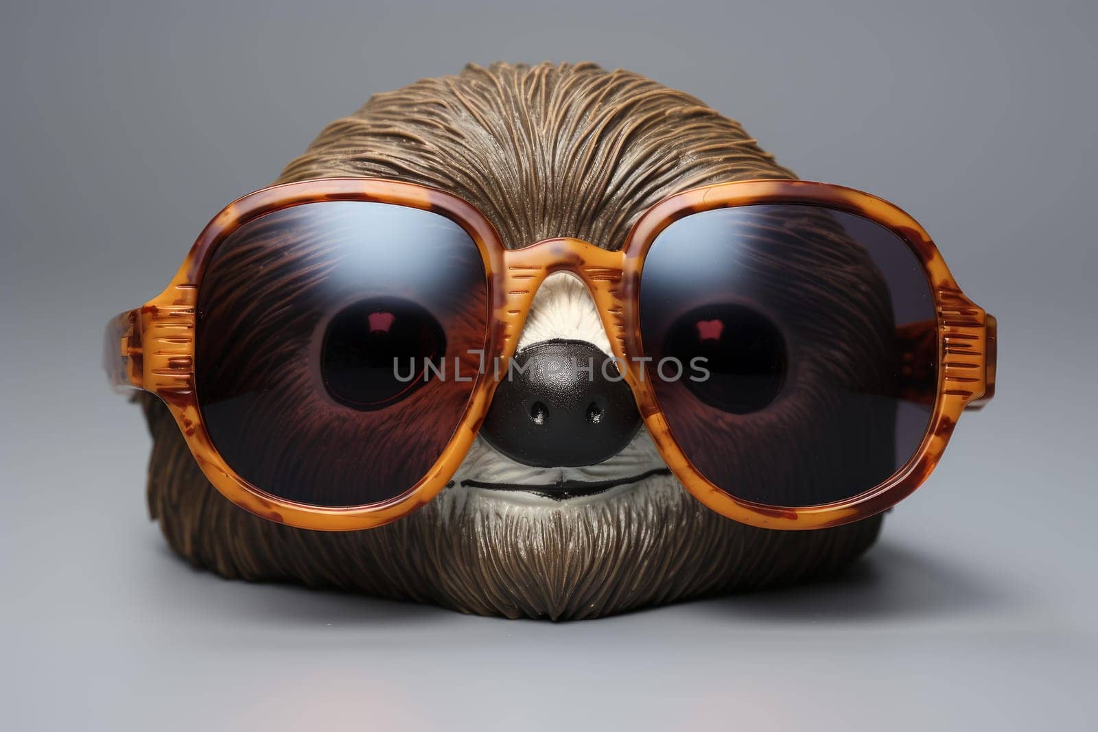 Lazy Sloth summer sunglasses smile. Tropical graphic. Generate Ai