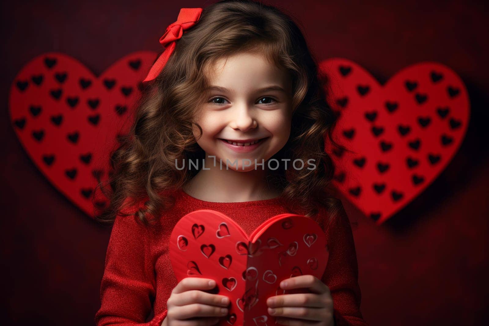 Cheerful Smiling girl valentines model. Generate Ai by ylivdesign