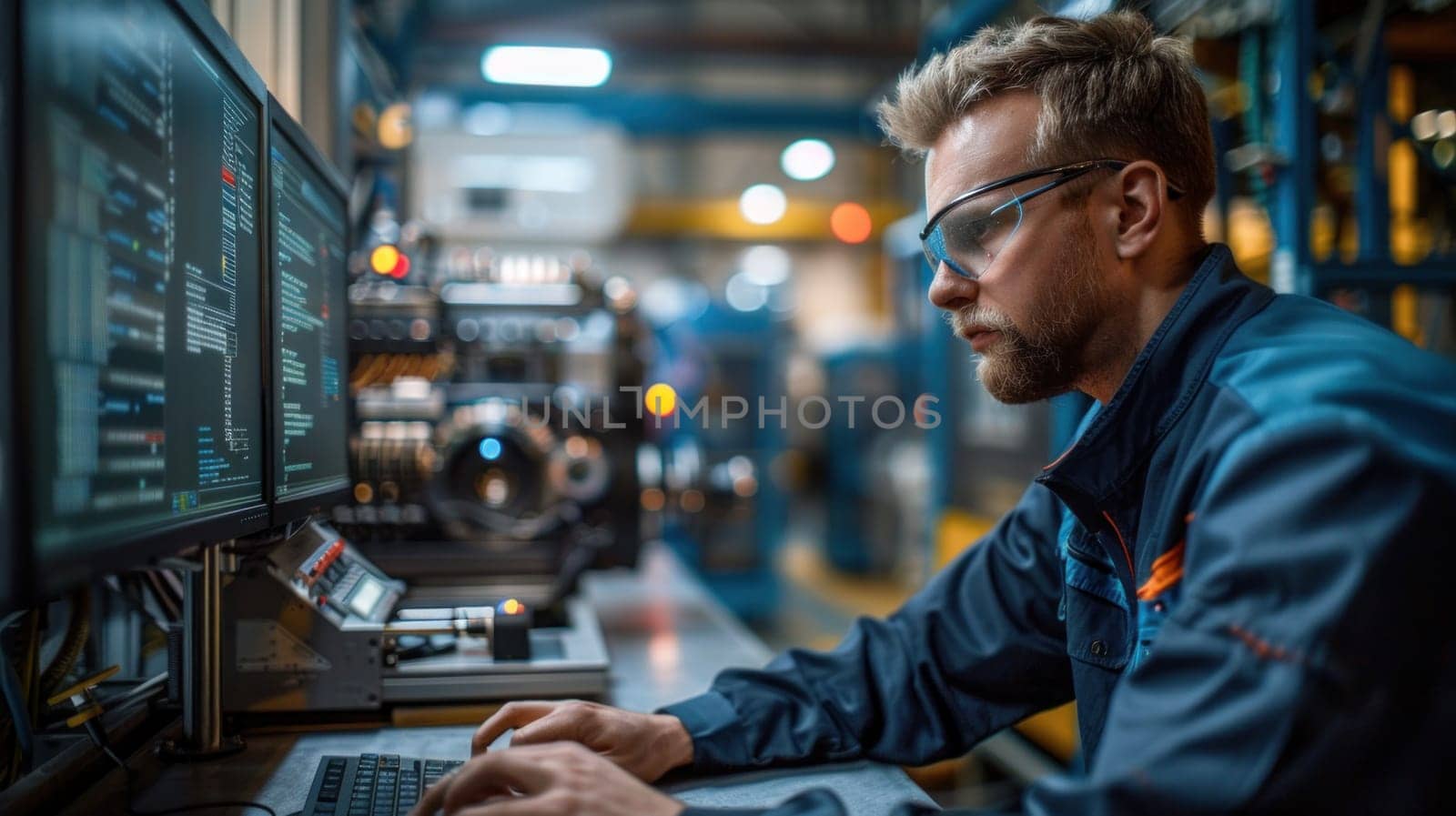 Man Working on Computer in Factory by but_photo