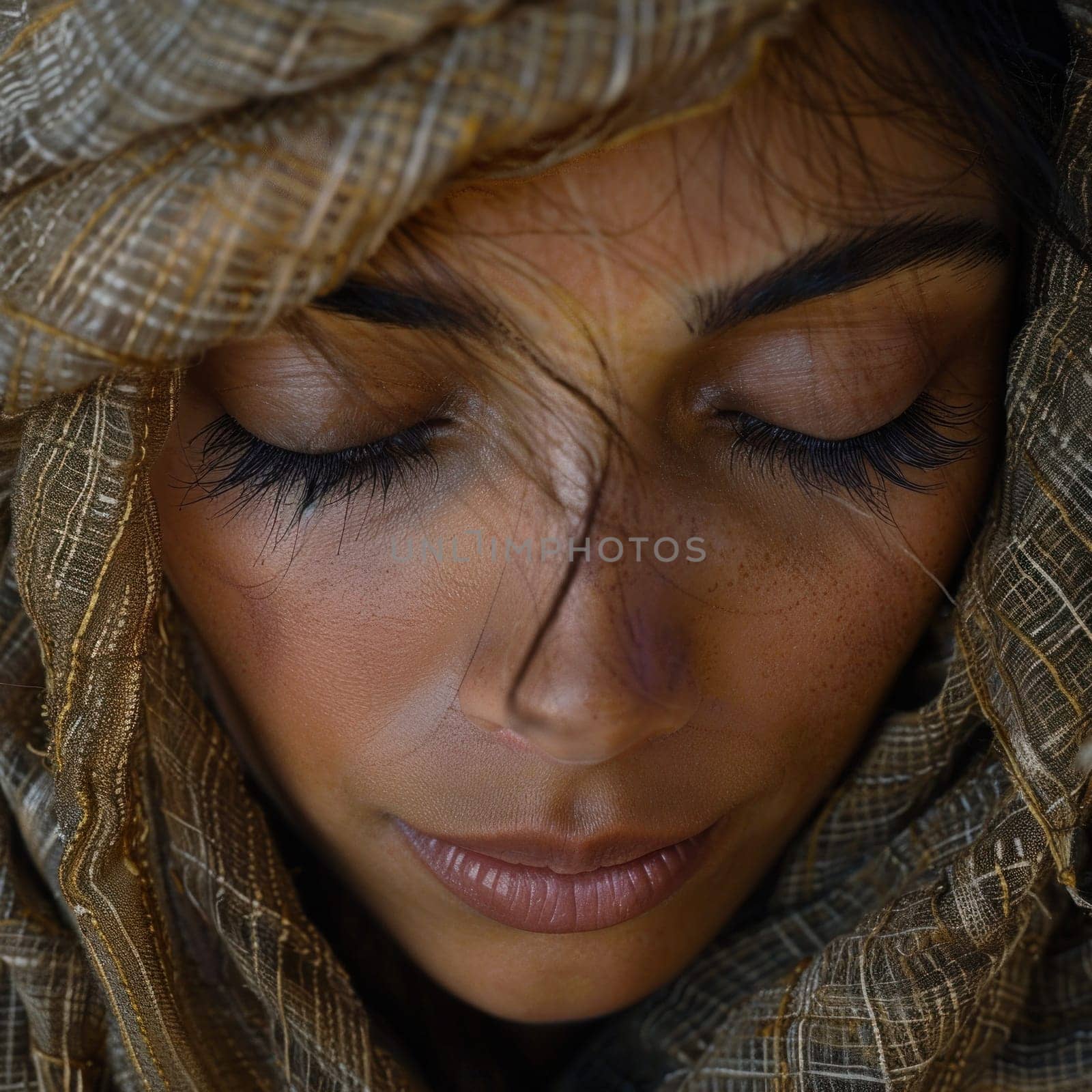 Close Up Portrait of Person Wearing Scarf by but_photo