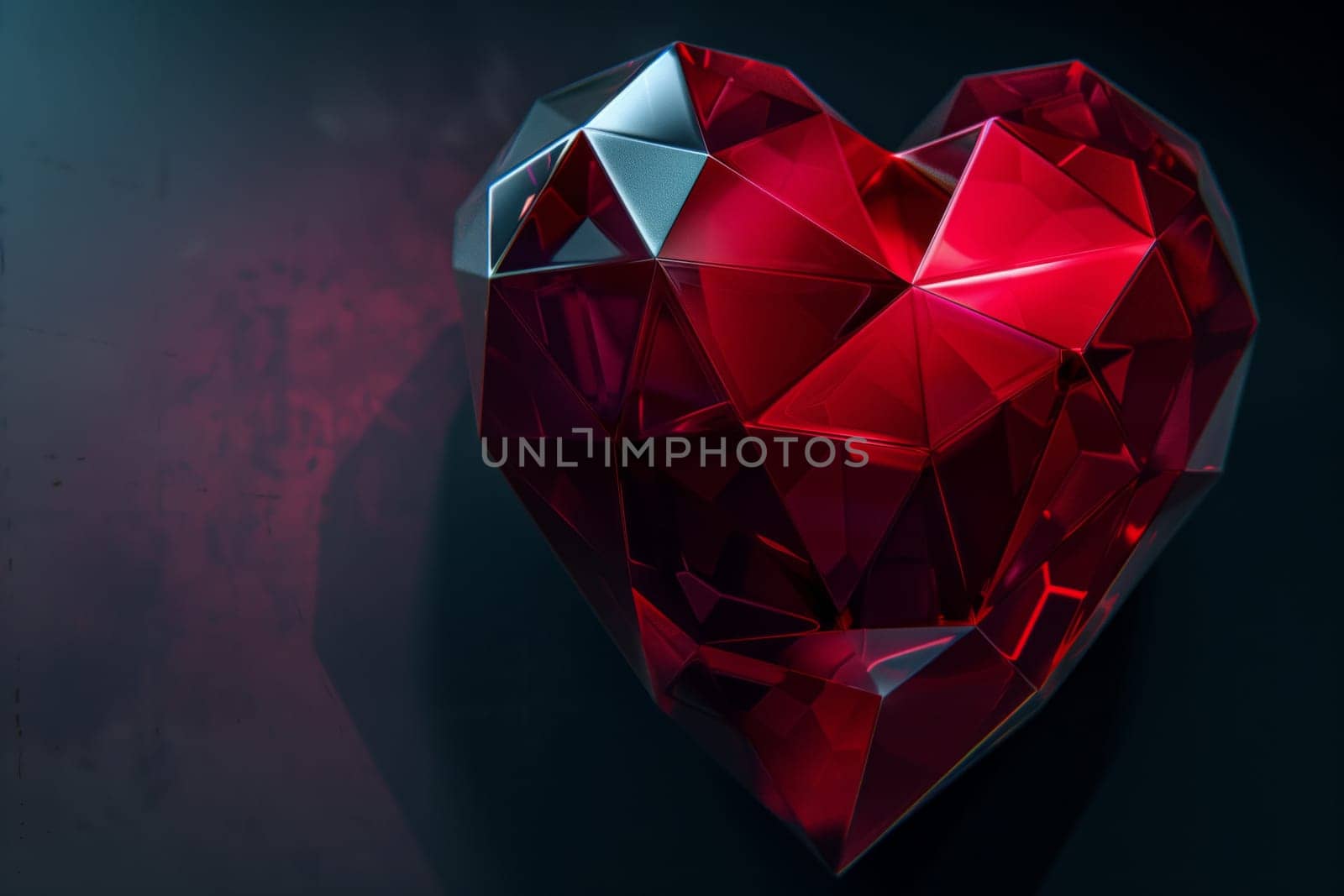 a red heart made of triangles on a black background by richwolf