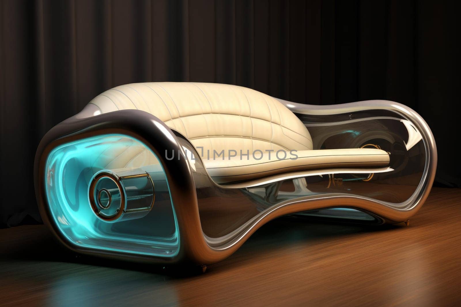 Innovative Futuristic sofa. Room design digital. Generate Ai