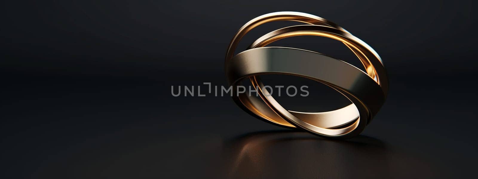 Close up of a wedding ring on a sleek black surface by richwolf