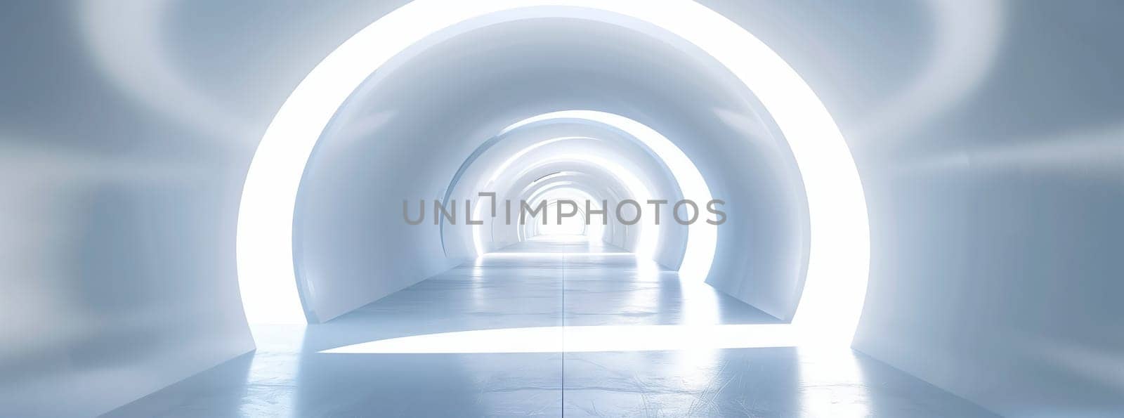 A tunnel with foggy sky, Electric blue gas, a circle of light at the end by richwolf