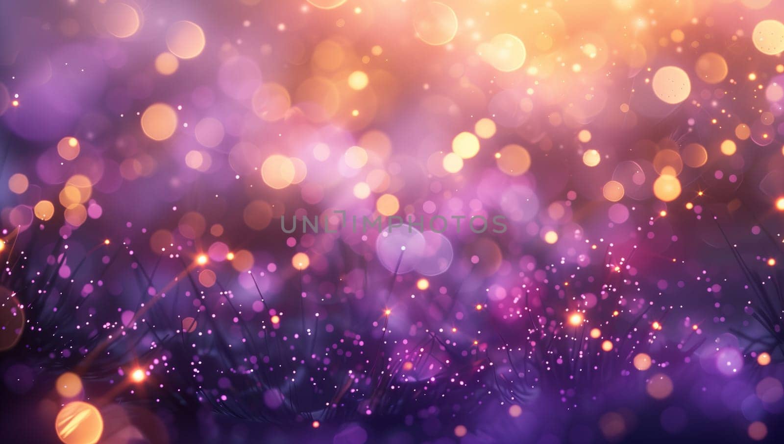 An abstract image featuring blurry purple and orange lights on a dark background, resembling an organism or astronomical object with hints of magenta and violet